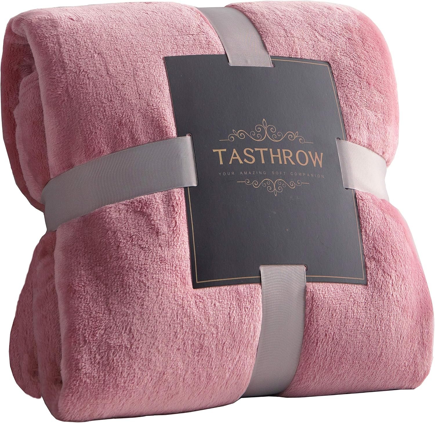 TASTHROW Large Flannel Fleece Throw Blanket, 50×70 Inch | Cozy Lightweight Thick Blanket – All Seasons Suitable for Women, Men and Kids