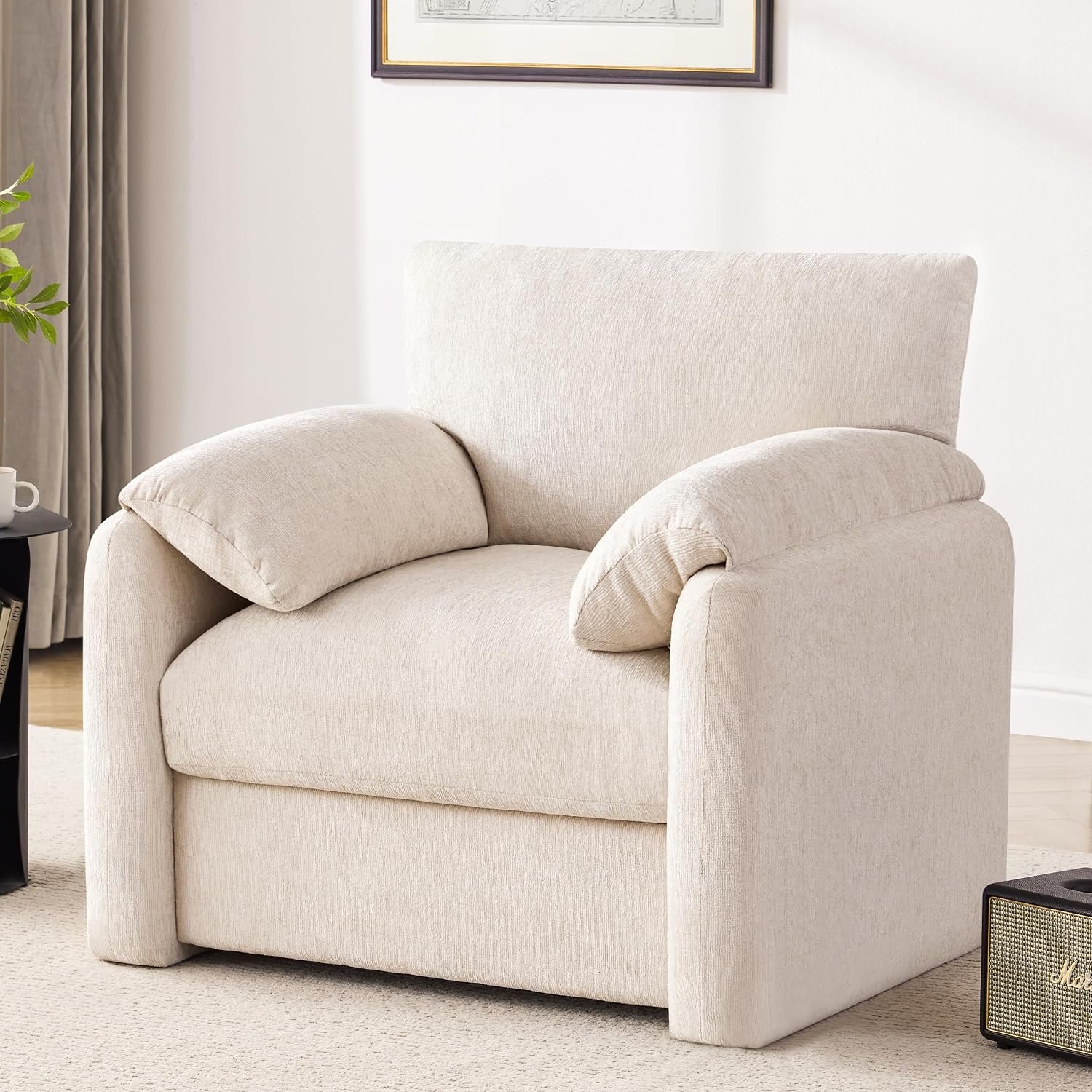 Accent Chair for Living Room, Oversized Reading Armchair, Beige | 38.6″ Wide Modern Accent Chair for Living Room, Oversized Comfy Arm Chair for Adults, Upholstered Single Sofa Chair