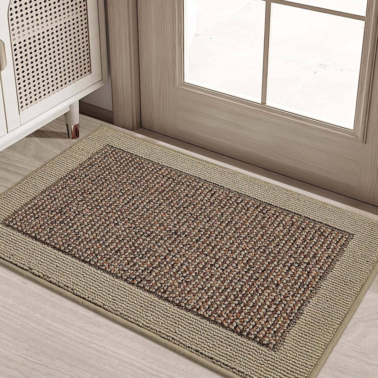 BEQHAUSE Indoor Door Mat 20″ x 32″, Dirt Trapper Door Mats, Taupe | Non-Slip Entryway Rugs Washable, Trap Dirt Absorbent Welcome Mat, Low Profile Floor Mats for Front Back Door and Entryway