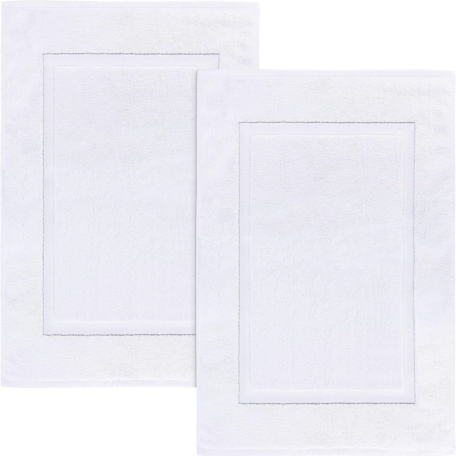 Utopia Towels Cotton Bath Mat, 21×34 in, 2 Pack, White | Soft 100% Ring Spun Cotton Floor Mat for Shower & Bathroom – Highly Absorbent, Quick-Drying, Non-Slip, Durable