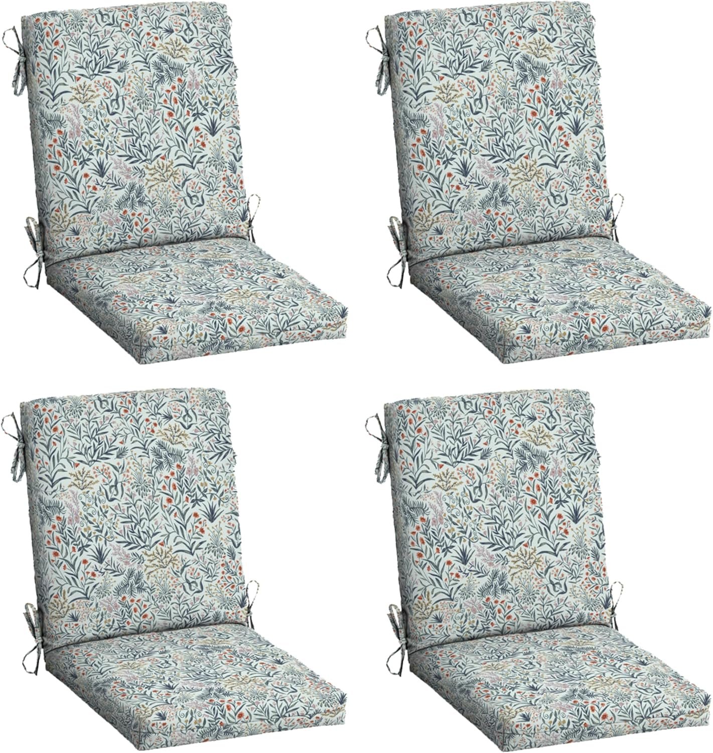 Arden 4-Pack Outdoor Patio Dining Chair Cushion, 20 x 44, Rain-Proof Seat Pad, Fade-Resistant Outdoor Cushion Pistachio Botanical | Rain-Proof Seat Pad, Fade-Resistant, Mold and Mildew Resistant