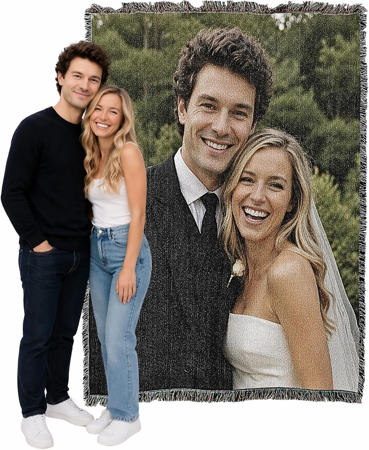 Pure Country Weavers Personalized Woven Photo Blanket 100% Cotton – Not Printed – Custom Gift Picture Tapestry Throw – Made in The USA (60×50)