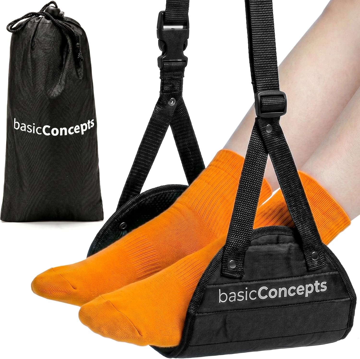 BASIC CONCEPTS Airplane Foot Hammock for Plane Travel Essentials – Airplane Travel Essentials, Long Flight Foot Rest – Plane Gadgets