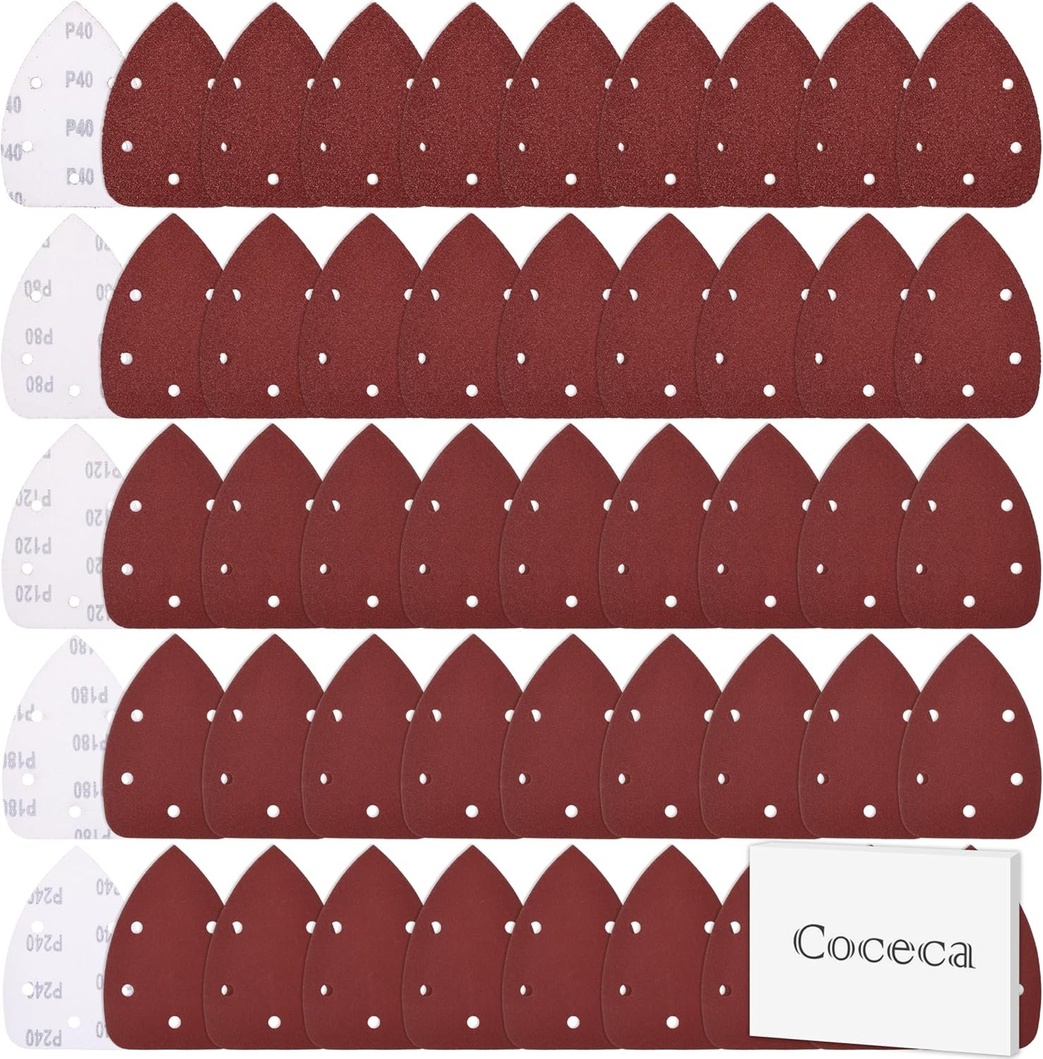 Mouse Detail Sander Sandpaper Sanding Paper Assorted Sanding Pads 40 80 120 180 240 Grits (50pcs Mouse Sandpaper) | Sanding pads 40 80 120 180 240 grits, hook and loop detail sanding sheets for wood and metal work