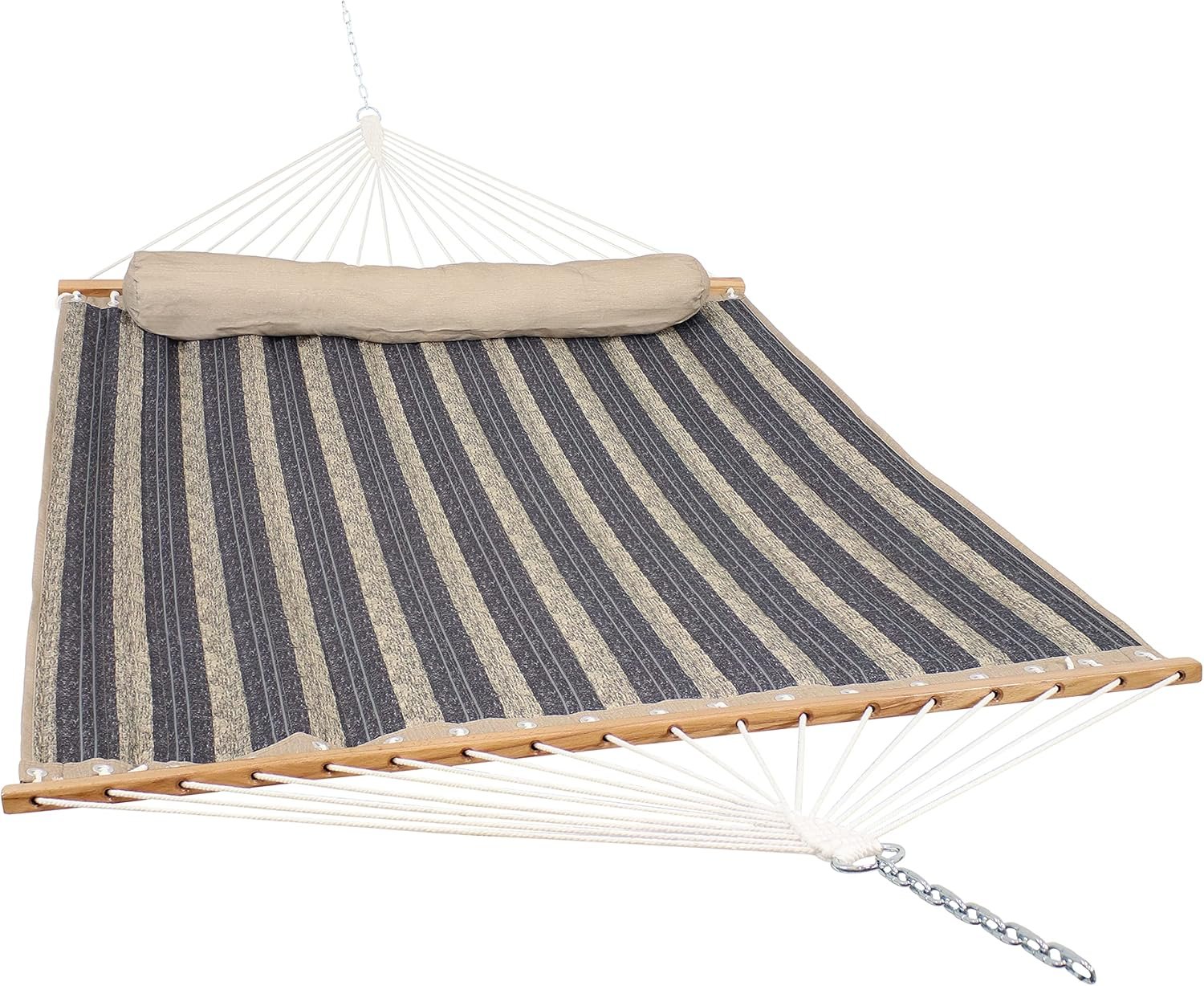 Sunnydaze Quilted Double Hammock for Outside with Pillow, 450 lb Capacity | Mountainside, 74″ x 55″ Bed, 2-Person Hammock without Stand, Large Heavy-Duty Outdoor Hammock for Backyard or Patio
