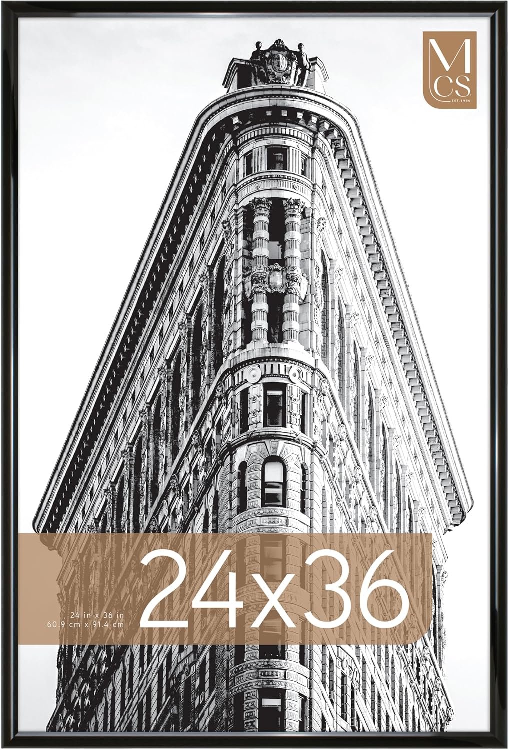 MCS Trendsetter 24×36 Poster Frame Black High-Gloss, Vertical & Horizontal Wall Hanging Large Picture Frame for Photos, Posters & Art Prints (1-Pack)