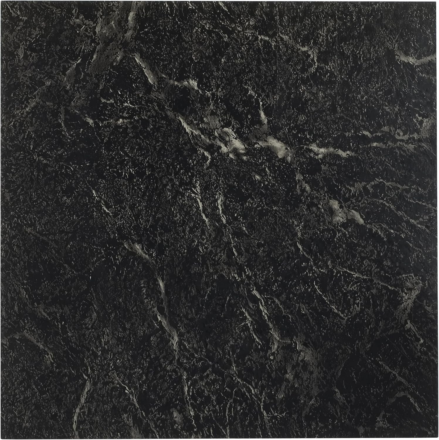 Nexus Peel & Stick Vinyl Floor Tiles, 20-Pack, 12 x 12 in, Black | Self-Adhesive Backing and Multi-Plank Coverage Pack: Vinyl Planks Combine Durable Surface Detail, Wood-Look Texture, and