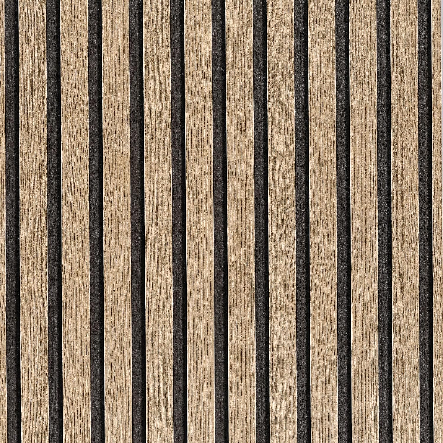 Brown Wood Slat Peel and Stick Wallpaper – 17.5″x100″ Textured Faux Wood Self-Adhesive, Waterproof Removable Wall Panel for Bedroom, Kitchen, Office – Easy Install